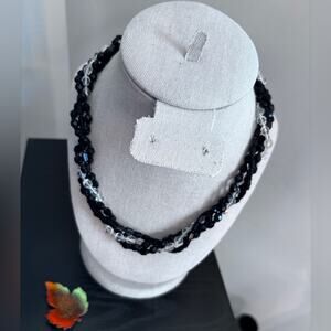 Sarah Coventry Vintage with Tags Black jet and crystal necklace